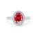 ROSA - Chatham® Ruby & Diamond 18K White Gold Halo Ring Engagement Ring Lily Arkwright