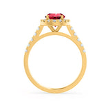 ROSA - Chatham® Ruby & Diamond 18K Yellow Gold Halo Ring Engagement Ring Lily Arkwright