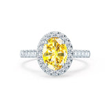 ROSA - Chatham® Yellow Sapphire & Diamond 950 Platinum Halo Engagement Ring Lily Arkwright