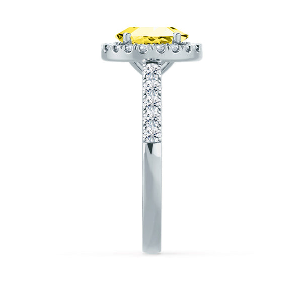 ROSA - Chatham® Yellow Sapphire & Diamond 18K White Gold Halo Engagement Ring Lily Arkwright