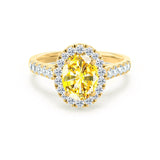ROSA - Chatham® Yellow Sapphire & Diamond 18K Yellow Gold Halo Engagement Ring Lily Arkwright