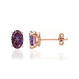 SAVANNAH - Oval Alexandrite 18k Rose Gold Stud Earrings Earrings Lily Arkwright