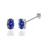 SAVANNAH - Oval Bue Sapphire 950 Platinum Stud Earrings Earrings Lily Arkwright