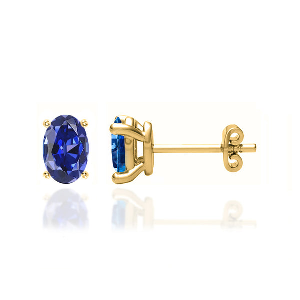 SAVANNAH - Oval Bue Sapphire 18k Yellow Gold Stud Earrings Earrings Lily Arkwright
