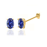 SAVANNAH - Oval Bue Sapphire 18k Yellow Gold Stud Earrings Earrings Lily Arkwright