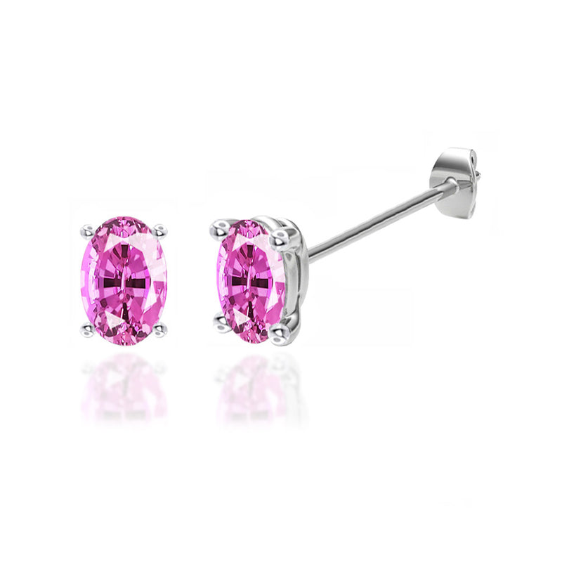 SAVANNAH - Oval Pink Sapphire 18k White Gold Stud Earrings Earrings Lily Arkwright
