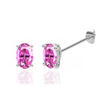 SAVANNAH - Oval Pink Sapphire 950 Platinum Stud Earrings Earrings Lily Arkwright