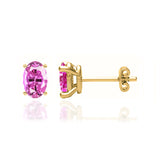 SAVANNAH - Oval Pink Sapphire 18k Yellow Gold Stud Earrings Earrings Lily Arkwright
