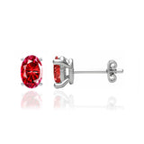 SAVANNAH - Oval Ruby 950 Platinum Stud Earrings Earrings Lily Arkwright