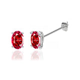 SAVANNAH - Oval Ruby 950 Platinum Stud Earrings Earrings Lily Arkwright