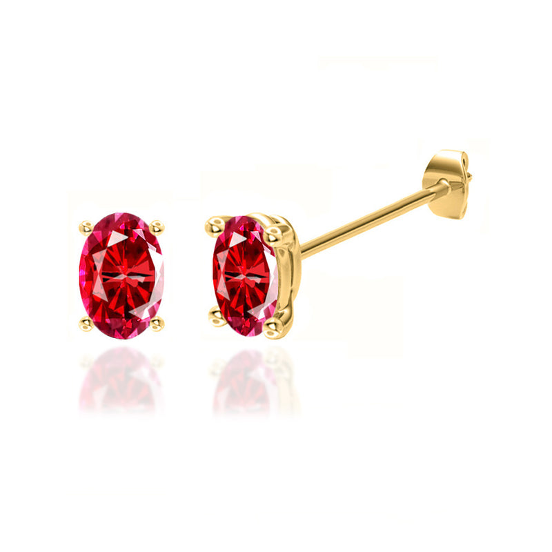 SAVANNAH - Oval Ruby 18k Yellow Gold Stud Earrings Earrings Lily Arkwright