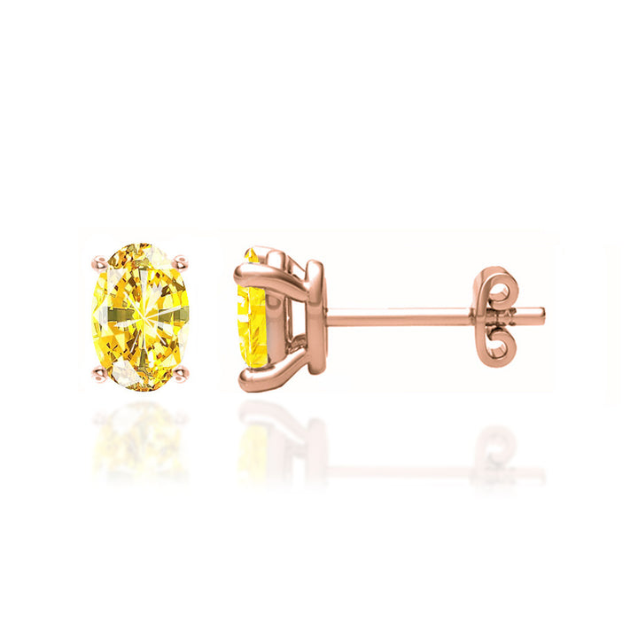 SAVANNAH - Oval Yellow Sapphire 18k Rose Gold Stud Earrings