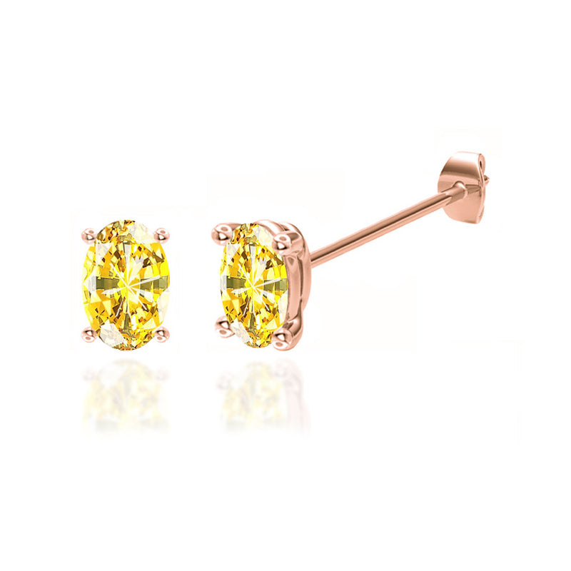 SAVANNAH - Oval Yellow Sapphire 18k Rose Gold Stud Earrings Earrings Lily Arkwright