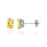 SAVANNAH - Oval Yellow Sapphire 950 Platinum Stud Earrings Earrings Lily Arkwright