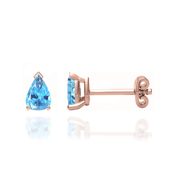 SCARLETT - Pear Aqua Spinel 18k Rose Gold Stud Earrings Earrings Lily Arkwright