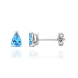 SCARLETT - Pear Aqua Spinel 18k White Gold Stud Earrings Earrings Lily Arkwright