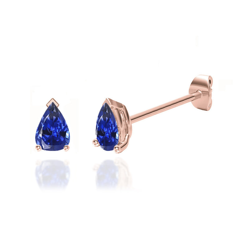 SCARLETT - Pear Blue Sapphire 18k Rose Gold Stud Earrings Earrings Lily Arkwright