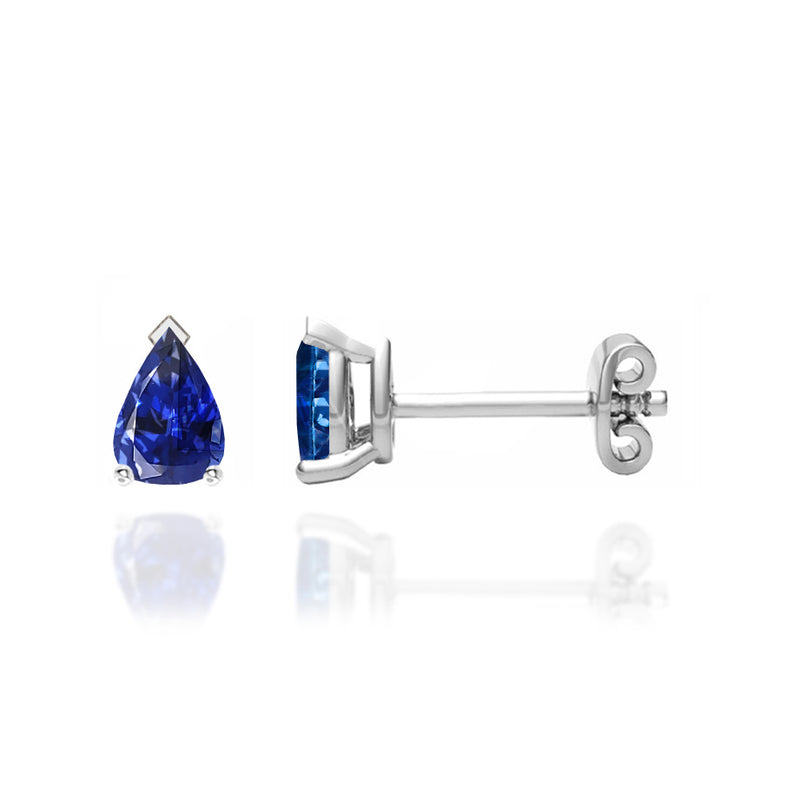 SCARLETT - Pear Blue Sapphire 950 Platinum Stud Earrings Earrings Lily Arkwright