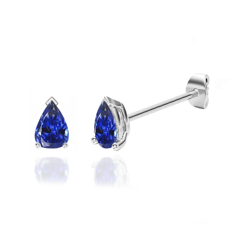 SCARLETT - Pear Blue Sapphire 18k White Gold Stud Earrings Earrings Lily Arkwright
