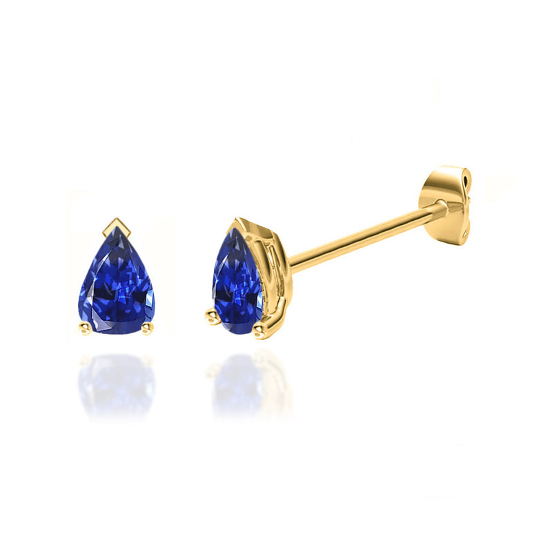 SCARLETT - Pear Blue Sapphire 18k Yellow Gold Stud Earrings Earrings Lily Arkwright