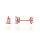 SCARLETT - Pear Champagne Sapphire 18k Rose Gold Stud Earrings Earrings Lily Arkwright