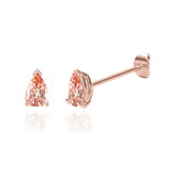 SCARLETT - Pear Champagne Sapphire 18k Rose Gold Stud Earrings Earrings Lily Arkwright