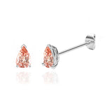 SCARLETT - Pear Champagne Sapphire 950 Platinum Stud Earrings Earrings Lily Arkwright