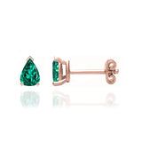 SCARLETT - Pear Emerald 18k Rose Gold Stud Earrings Earrings Lily Arkwright