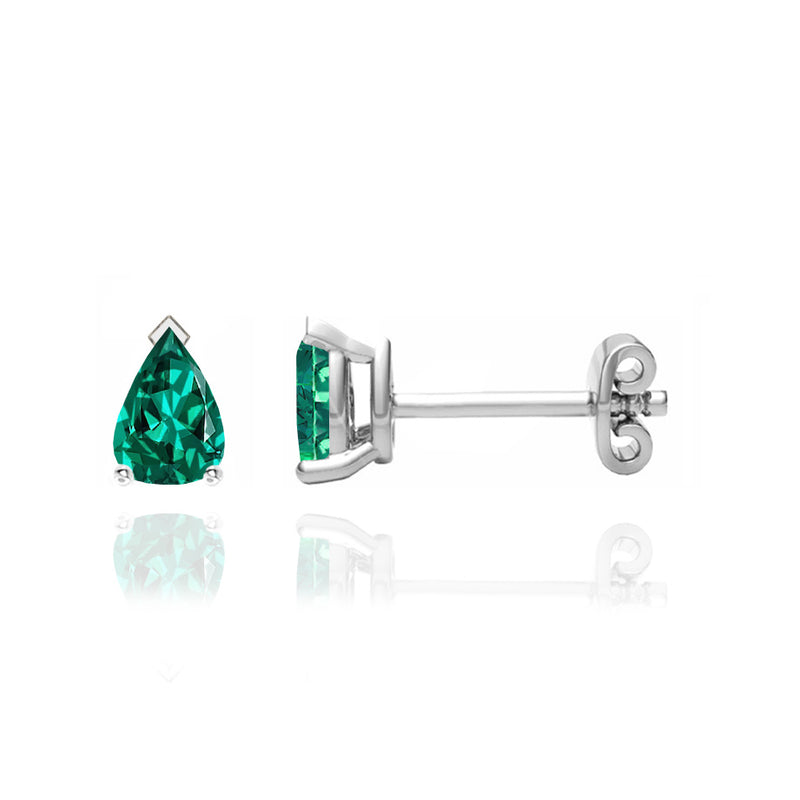 SCARLETT - Pear Emerald 950 Platinum Stud Earrings Earrings Lily Arkwright