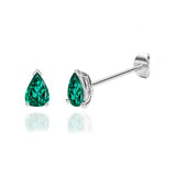 SCARLETT - Pear Emerald 18k White Gold Stud Earrings Earrings Lily Arkwright