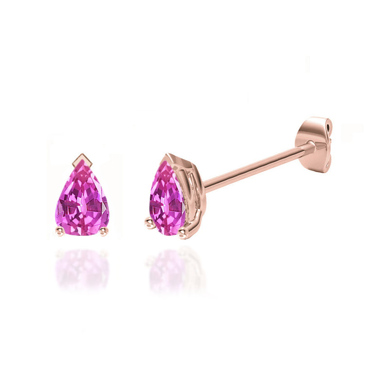 SCARLETT - Pear Pink Sapphire 18k Rose Gold Stud Earrings Earrings Lily Arkwright