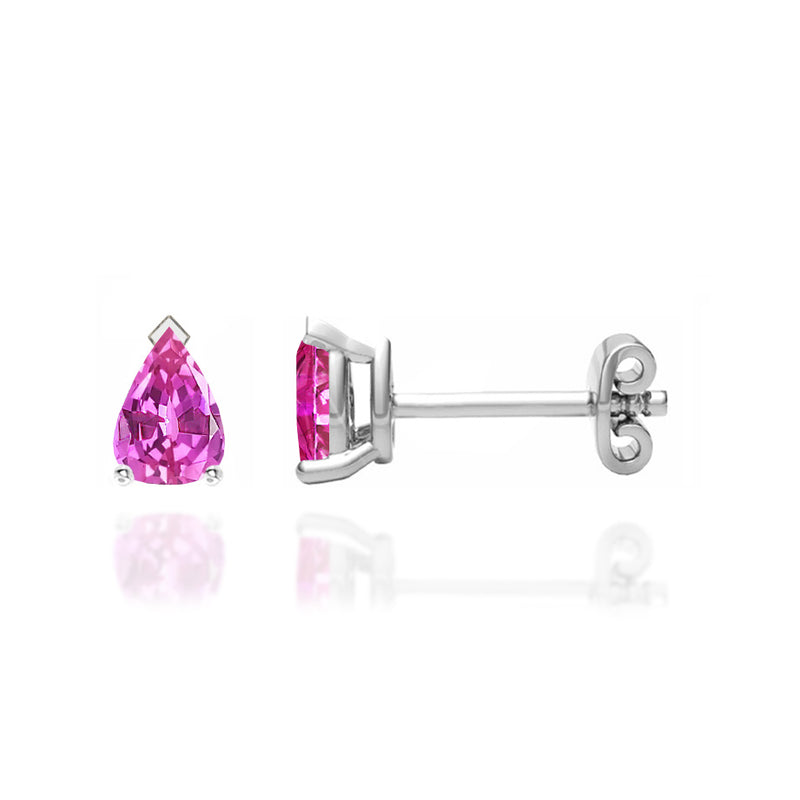SCARLETT - Pear Pink Sapphire 950 Platinum Stud Earrings Earrings Lily Arkwright