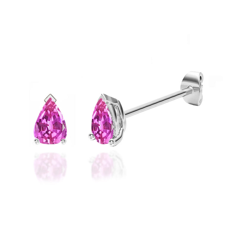 SCARLETT - Pear Pink Sapphire 18k White Gold Stud Earrings Earrings Lily Arkwright
