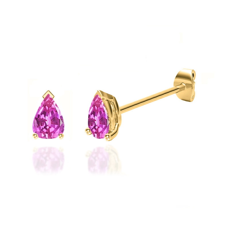 SCARLETT - Pear Pink Sapphire 18k Yellow Gold Stud Earrings Earrings Lily Arkwright