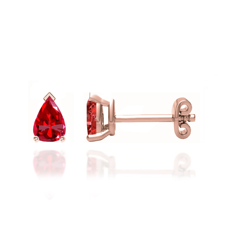 SCARLETT - Pear Ruby 18k Rose Gold Stud Earrings Earrings Lily Arkwright