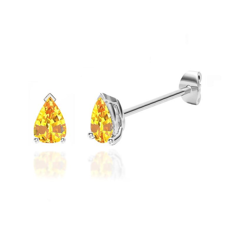 SCARLETT - Pear Yellow Sapphire 18k White Gold Stud Earrings Earrings Lily Arkwright