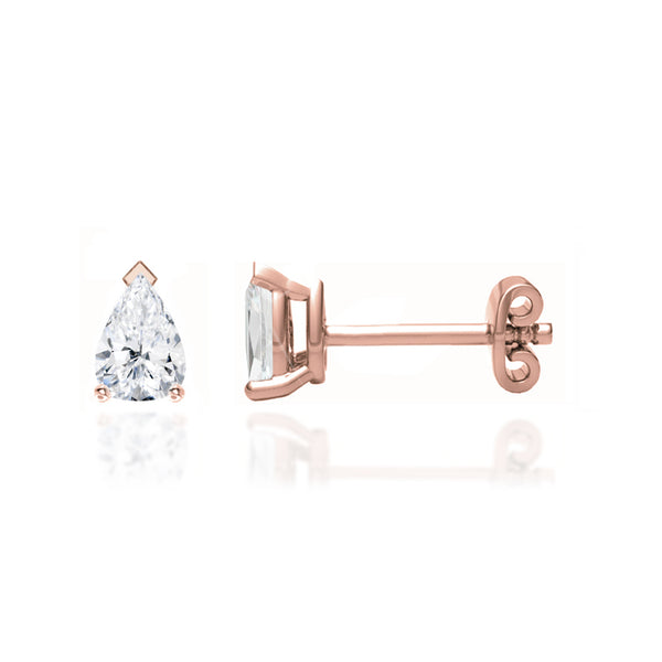 SCARLETT - Pear Lab Diamond 18k Rose Gold Stud Earrings Earrings Lily Arkwright