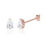 SCARLETT - Pear Moissanite 18k Rose Gold Stud Earrings Earrings Lily Arkwright
