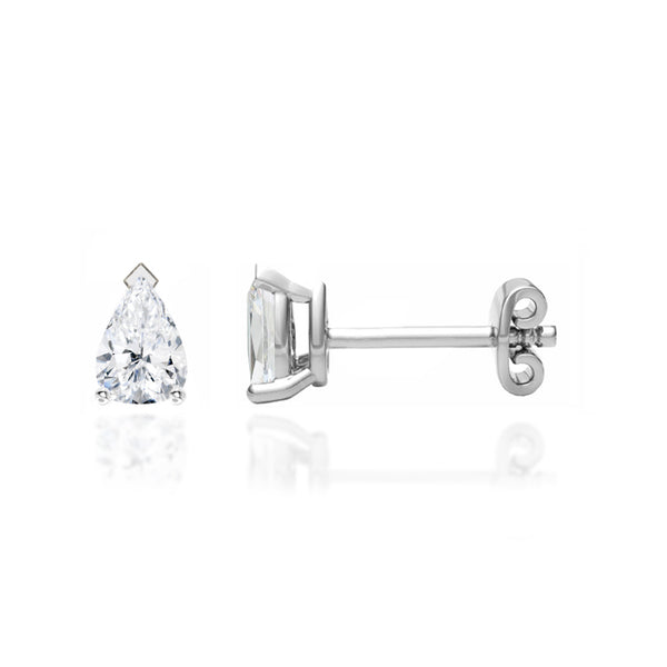 SCARLETT - Pear Moissanite 950 Platinum Stud Earrings Earrings Lily Arkwright