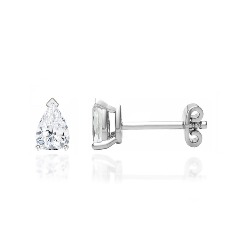 SCARLETT - Pear Lab Diamond 18k White Gold Stud Earrings Earrings Lily Arkwright