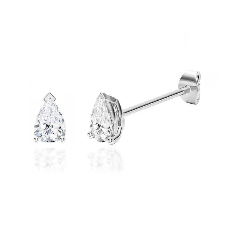 SCARLETT - Pear Moissanite 18k White Gold Stud Earrings Earrings Lily Arkwright
