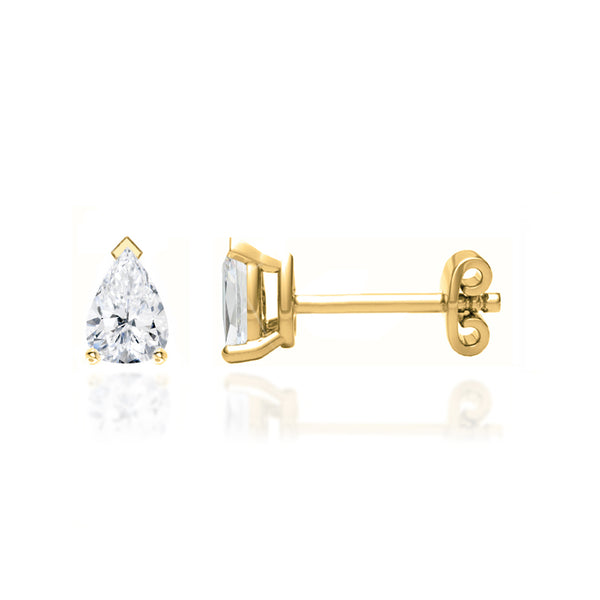 SCARLETT - Pear Lab Diamond 18k Yellow Gold Stud Earrings Earrings Lily Arkwright