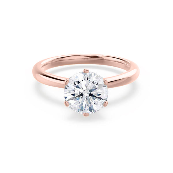 SERENITY - Round Natural Diamond 18k Rose Gold Solitaire Ring Engagement Ring Lily Arkwright