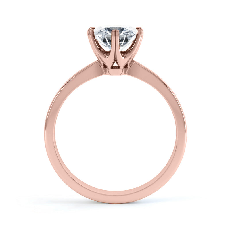 SERENITY - Round Moissanite 18k Rose Gold Solitaire Ring Engagement Ring Lily Arkwright