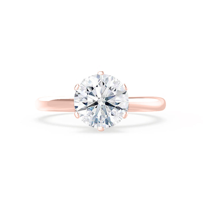 SERENITY - Round Lab Diamond 18k Rose Gold Solitaire Ring Engagement Ring Lily Arkwright