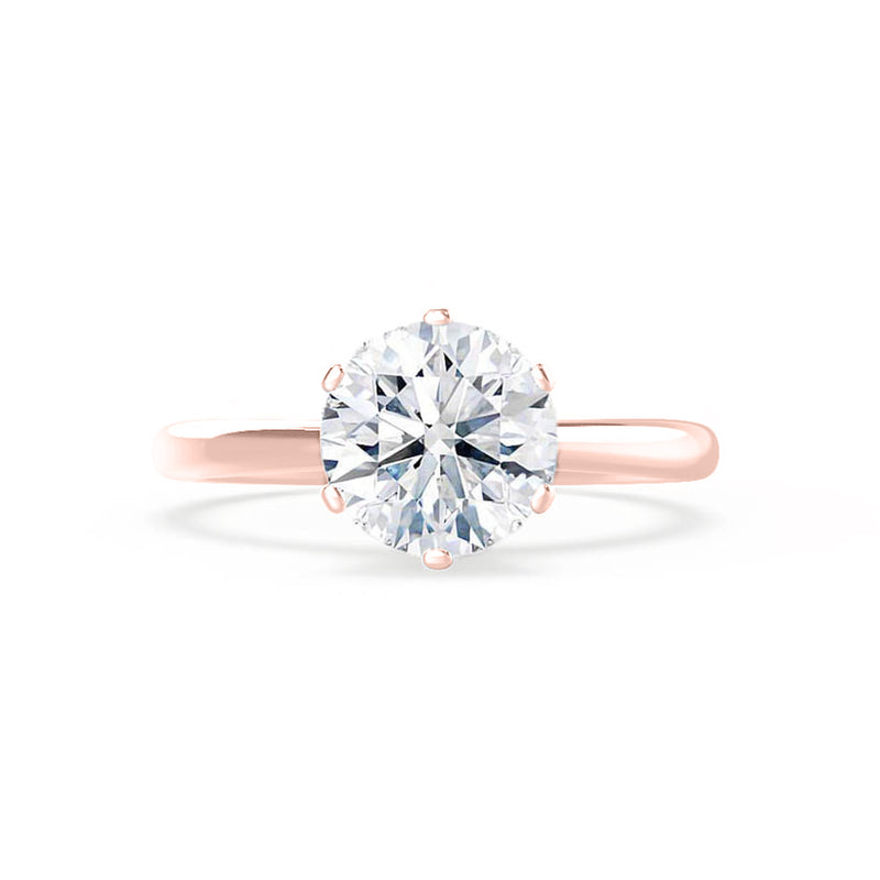 Serenity Round Moissanite 18k Rose Gold Solitaire Ring – Lily