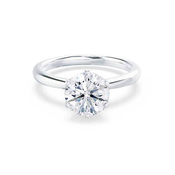 SERENITY - Round Lab Diamond 18k White Gold Solitaire Ring Engagement Ring Lily Arkwright