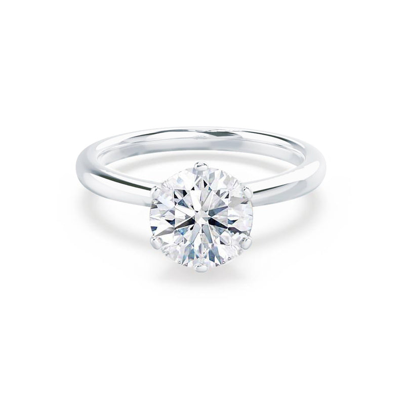 SERENITY - Round Moissanite 18k White Gold Solitaire Ring Engagement Ring Lily Arkwright
