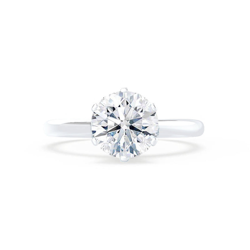 SERENITY - Round Natural Diamond 18k White Gold Solitaire Ring Engagement Ring Lily Arkwright