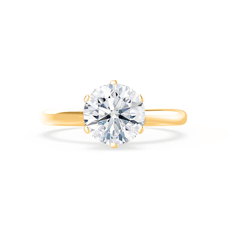 SERENITY - Round Lab Diamond 18k Yellow Gold Solitaire Ring Engagement Ring Lily Arkwright